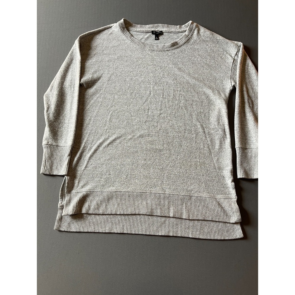 Talbots Womens Petite Medium Grey Cotton 3/4 Slv‎ Knit sweater
